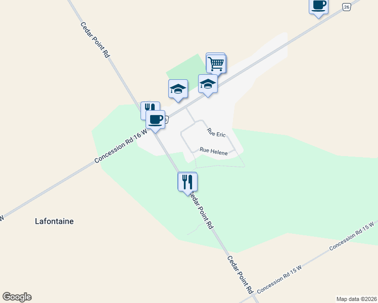 map of restaurants, bars, coffee shops, grocery stores, and more near 143 Rue Eric in Penetanguishene