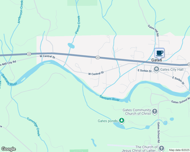 map of restaurants, bars, coffee shops, grocery stores, and more near 739 West Central Street in Gates