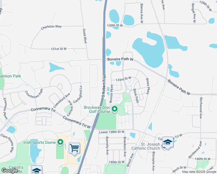map of restaurants, bars, coffee shops, grocery stores, and more near 13545 Bronze Parkway in Rosemount