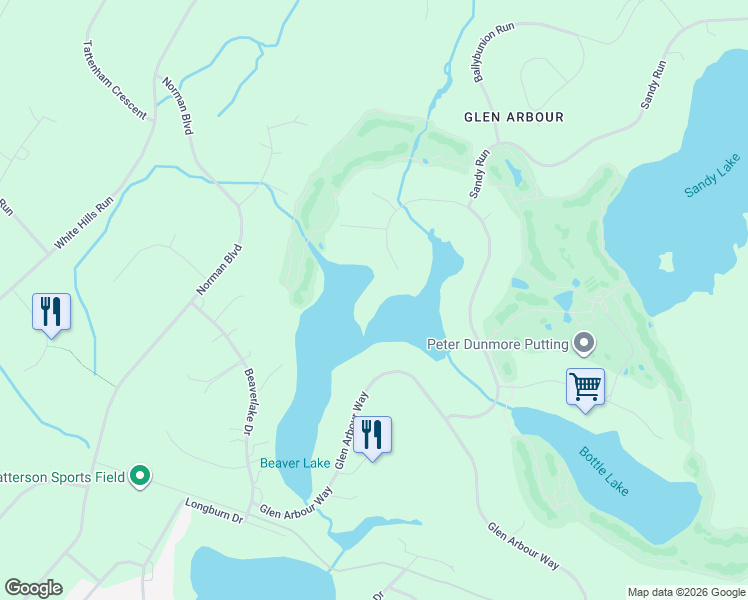 map of restaurants, bars, coffee shops, grocery stores, and more near 445 Thompson Run in Hammonds Plains