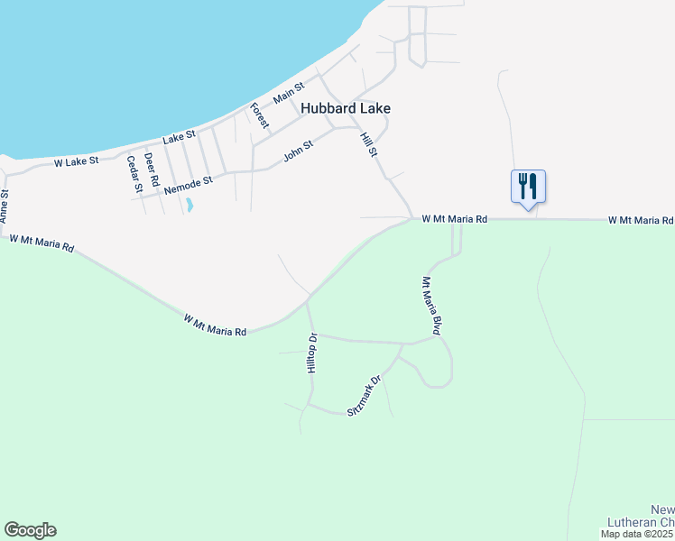 map of restaurants, bars, coffee shops, grocery stores, and more near West Mount Maria Road in Alcona County