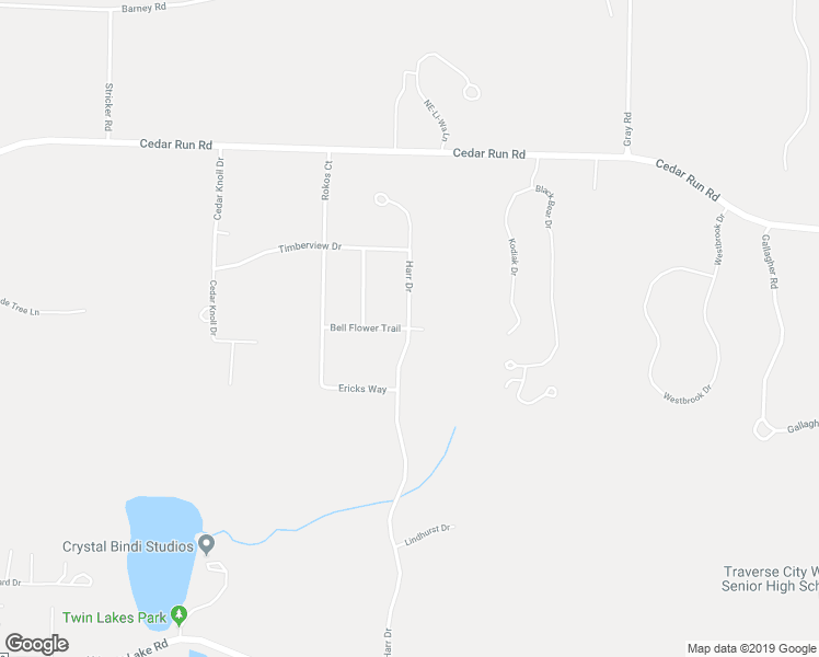 map of restaurants, bars, coffee shops, grocery stores, and more near Harr Drive in Traverse City