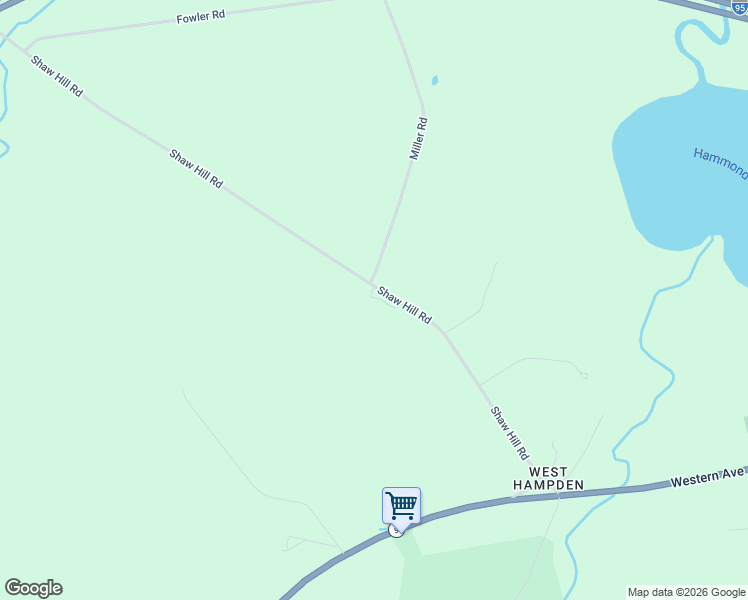 map of restaurants, bars, coffee shops, grocery stores, and more near 104 Shaw Hill Road in Hampden