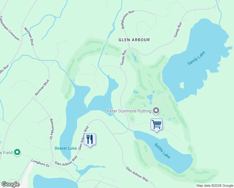 map of restaurants, bars, coffee shops, grocery stores, and more near 182 Thompson Run in Hammonds Plains