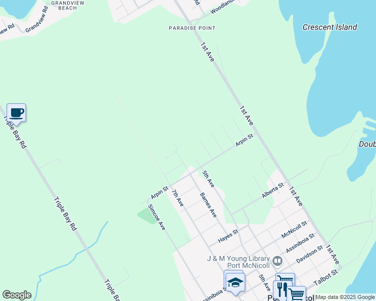 map of restaurants, bars, coffee shops, grocery stores, and more near 404 5th Avenue in Port McNicoll