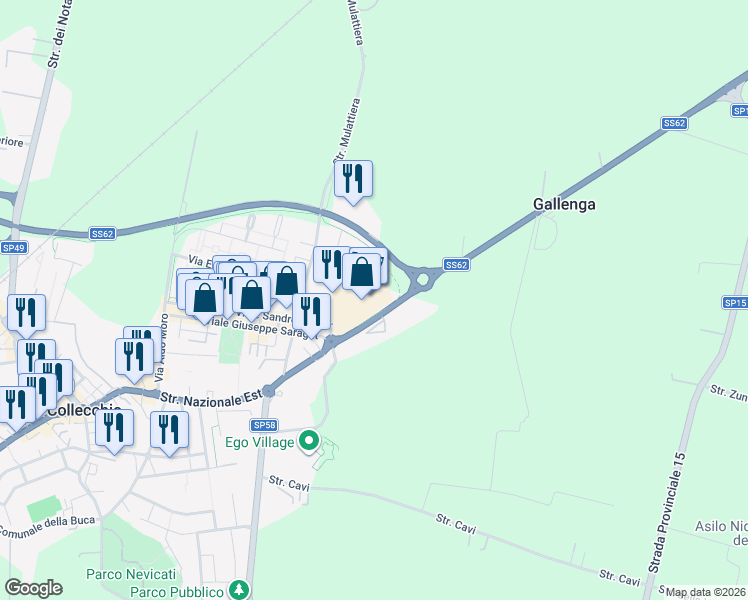 map of restaurants, bars, coffee shops, grocery stores, and more near 150 Strada Nazionale Est in Collecchio
