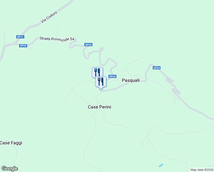 map of restaurants, bars, coffee shops, grocery stores, and more near in Ca' Monica-Pasquali