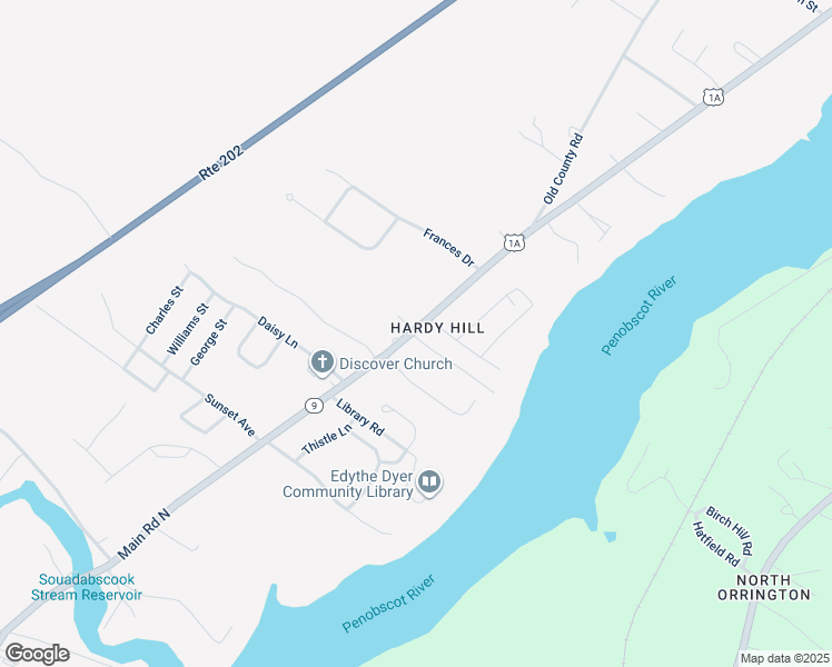 map of restaurants, bars, coffee shops, grocery stores, and more near 311 Main Road North in Hampden