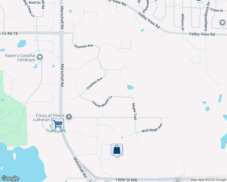 map of restaurants, bars, coffee shops, grocery stores, and more near 1925 Leavitt Woods Lane in Shakopee