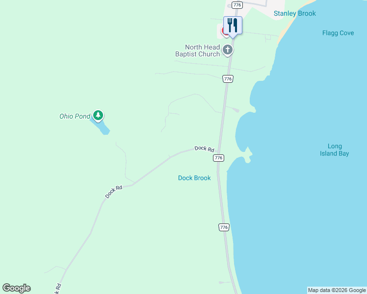 map of restaurants, bars, coffee shops, grocery stores, and more near 26 Dock Road in Grand Manan