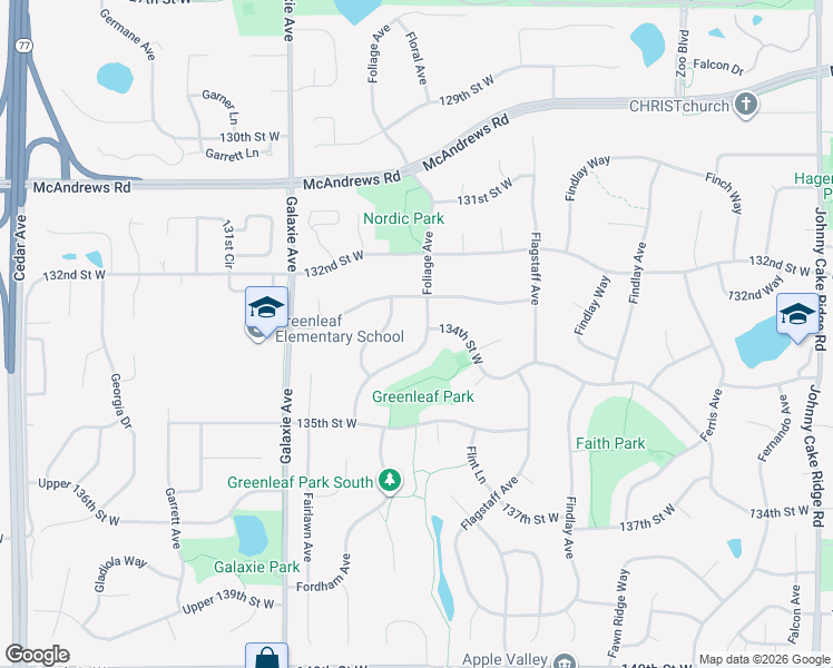 map of restaurants, bars, coffee shops, grocery stores, and more near 13331 Foliage Avenue in Apple Valley