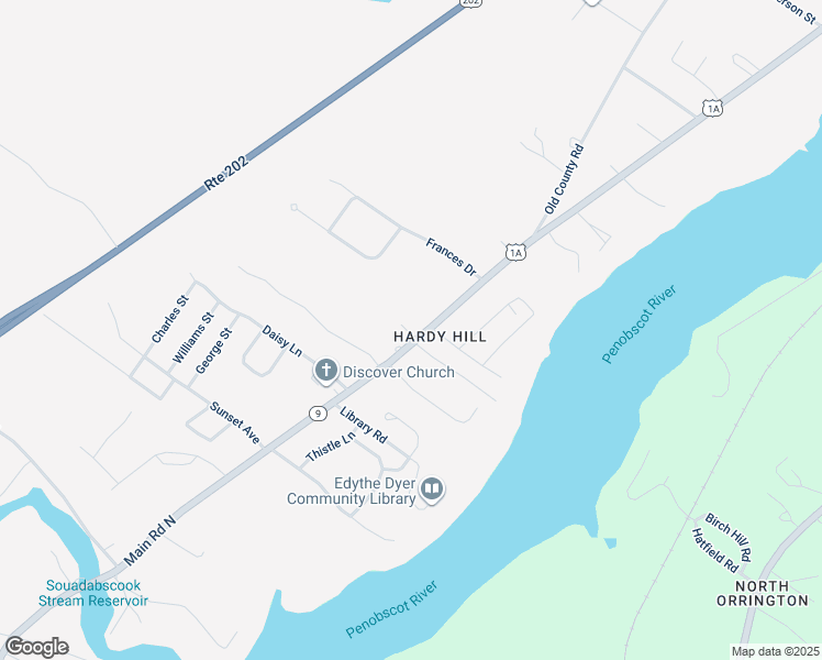 map of restaurants, bars, coffee shops, grocery stores, and more near 311 Main Road North in Hampden