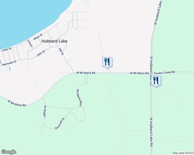 map of restaurants, bars, coffee shops, grocery stores, and more near West Mount Maria Road in Spruce