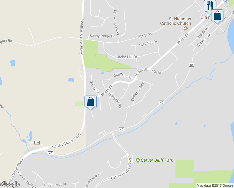map of restaurants, bars, coffee shops, grocery stores, and more near 675 Adam Court in Carver