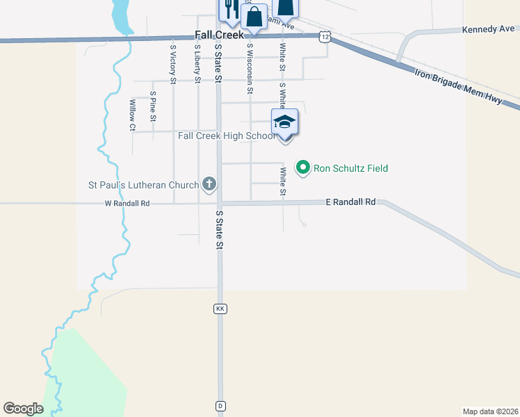 map of restaurants, bars, coffee shops, grocery stores, and more near 200-298 E Randall Rd in Fall Creek