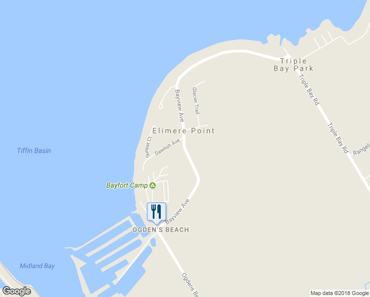 map of restaurants, bars, coffee shops, grocery stores, and more near 35 Bayview Avenue in Port McNicoll