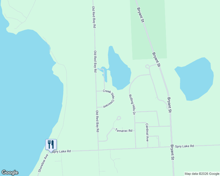 map of restaurants, bars, coffee shops, grocery stores, and more near 46 Creek Side Crescent in Wiarton