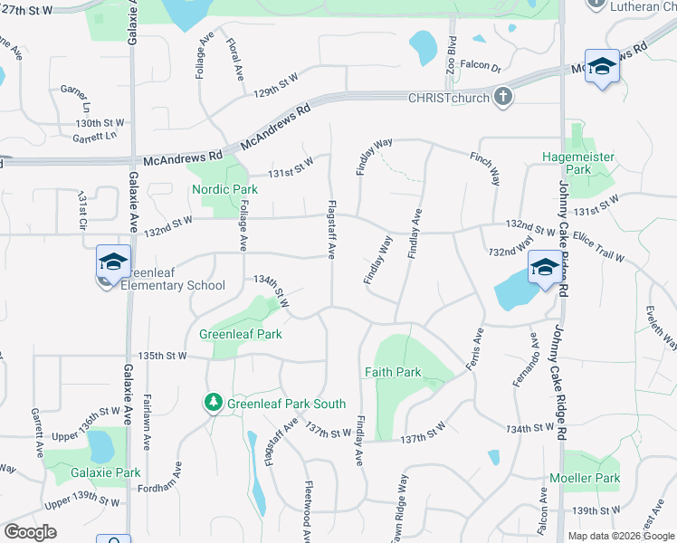 map of restaurants, bars, coffee shops, grocery stores, and more near 13321 Flagstaff Avenue in Apple Valley