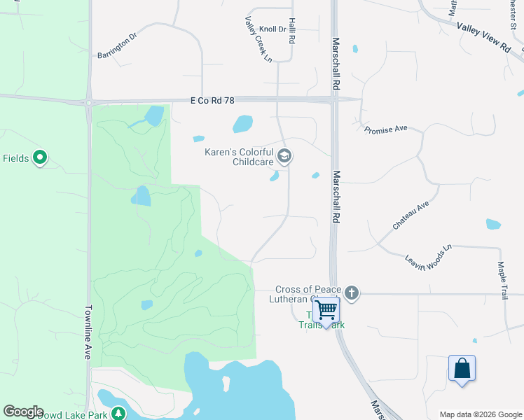 map of restaurants, bars, coffee shops, grocery stores, and more near 1305 Meadow Court in Shakopee