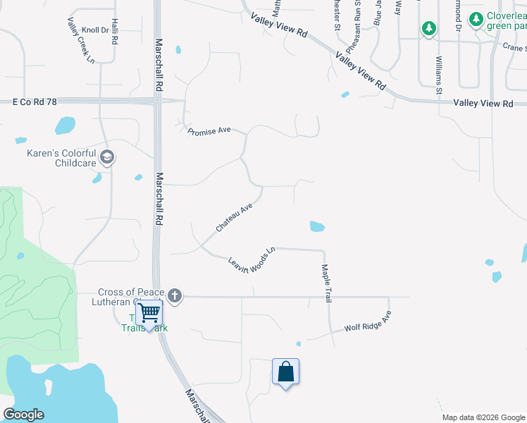 map of restaurants, bars, coffee shops, grocery stores, and more near 1717 Chateau Avenue in Shakopee