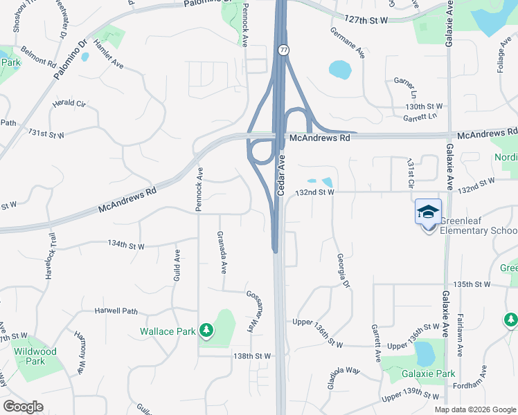 map of restaurants, bars, coffee shops, grocery stores, and more near 13272 Glenhaven Avenue in Apple Valley