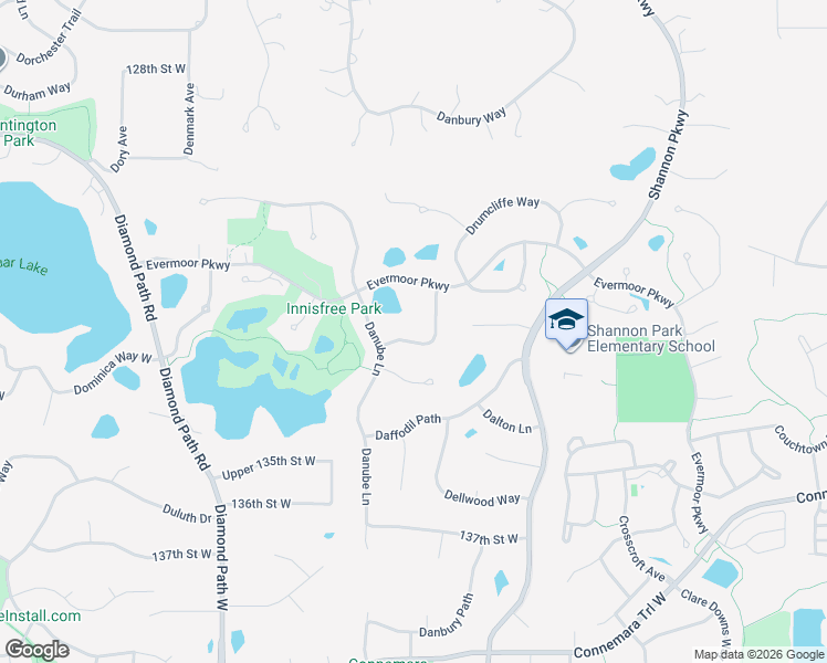 map of restaurants, bars, coffee shops, grocery stores, and more near 13243 Danner Path in Rosemount