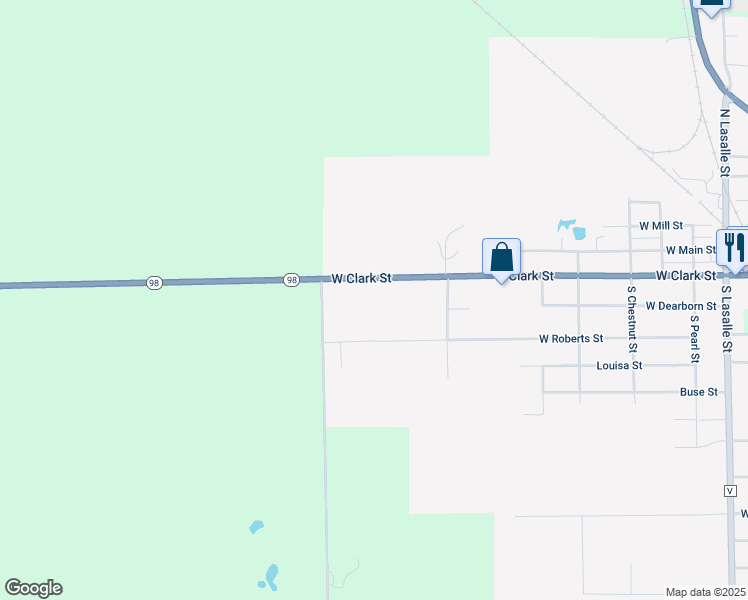 map of restaurants, bars, coffee shops, grocery stores, and more near 713-899 West Clark Street in Spencer