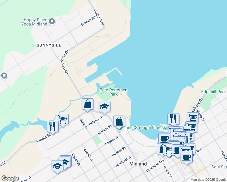 map of restaurants, bars, coffee shops, grocery stores, and more near in Midland