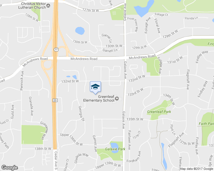 map of restaurants, bars, coffee shops, grocery stores, and more near 7100 132nd Street West in Apple Valley