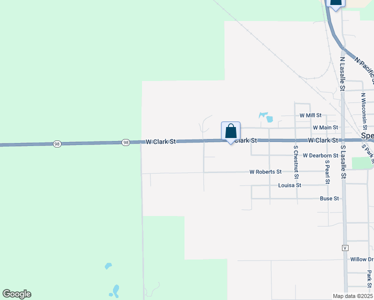 map of restaurants, bars, coffee shops, grocery stores, and more near 713 West Clark Street in Spencer