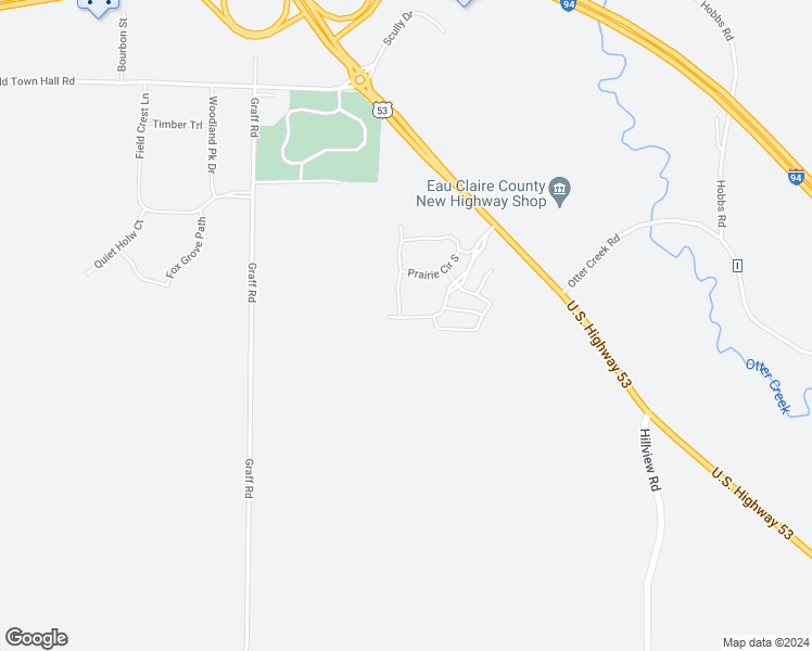 map of restaurants, bars, coffee shops, grocery stores, and more near 6275 Prairie Park Drive in Eau Claire