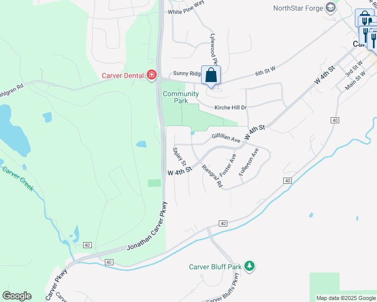 map of restaurants, bars, coffee shops, grocery stores, and more near 306 Groff St in Carver