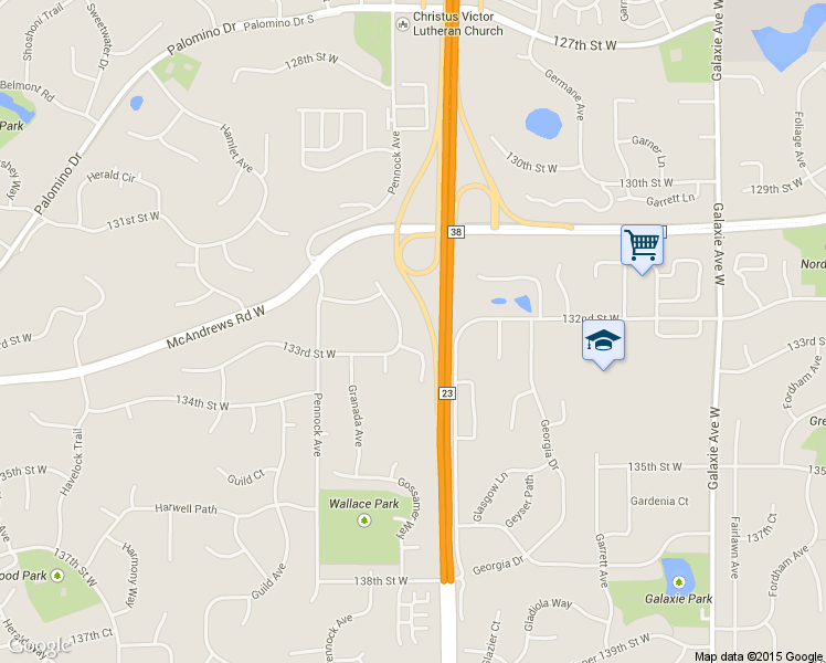 map of restaurants, bars, coffee shops, grocery stores, and more near 13272 Glenhaven Avenue in Apple Valley