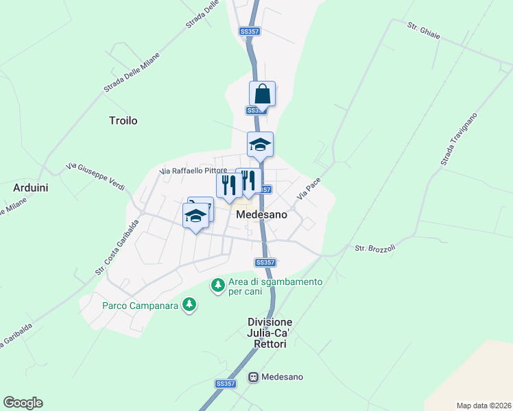 map of restaurants, bars, coffee shops, grocery stores, and more near in Medesano