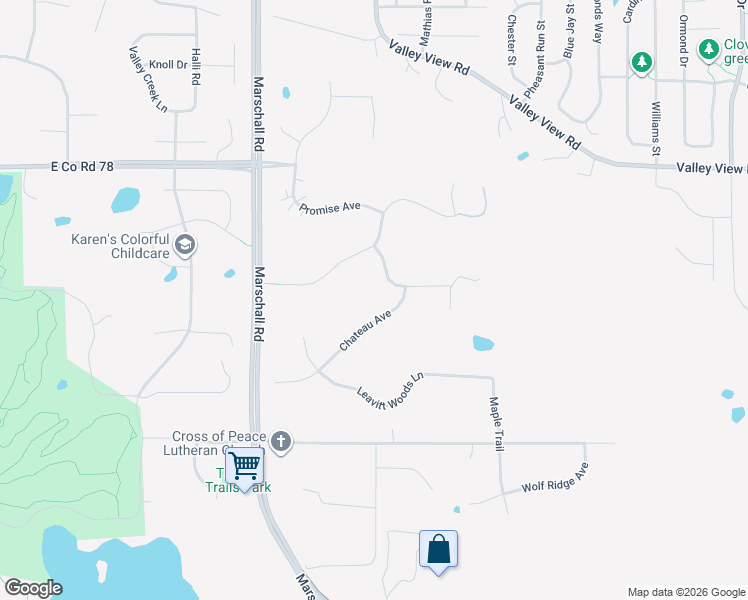 map of restaurants, bars, coffee shops, grocery stores, and more near 1717 Chateau Avenue in Shakopee