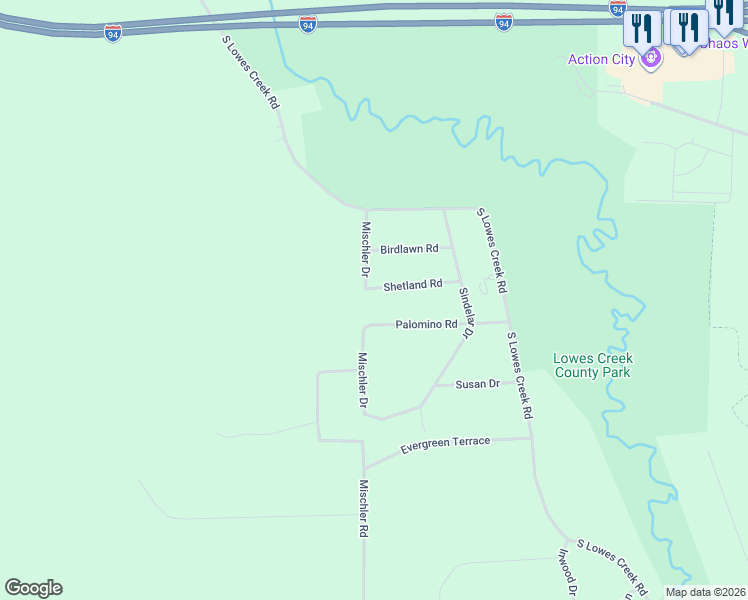 map of restaurants, bars, coffee shops, grocery stores, and more near 1605 Shetland Road in Eau Claire
