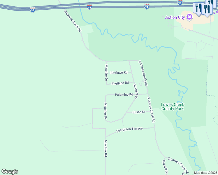 map of restaurants, bars, coffee shops, grocery stores, and more near 1605 Shetland Road in Eau Claire