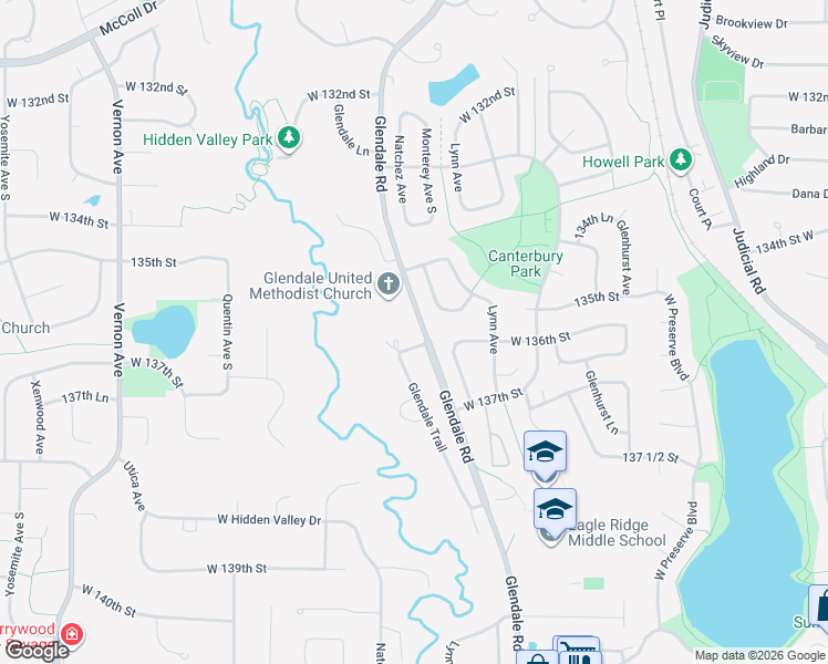 map of restaurants, bars, coffee shops, grocery stores, and more near 13560 Glendale Trail in Savage