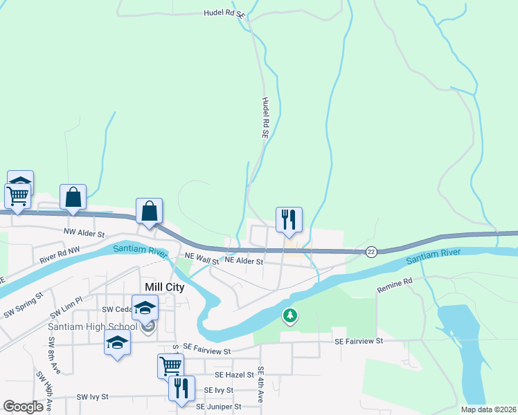 map of restaurants, bars, coffee shops, grocery stores, and more near 431 Northeast Cherry Street in Mill City