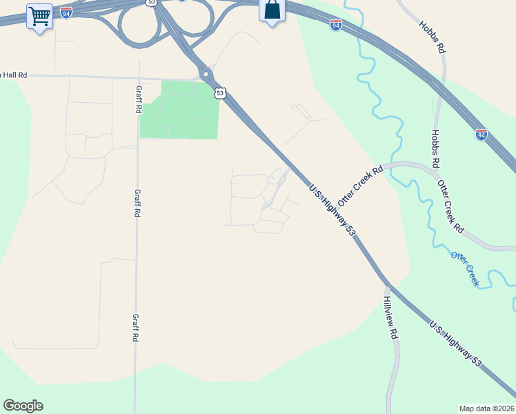 map of restaurants, bars, coffee shops, grocery stores, and more near 6446 Prairie Park Drive in Eau Claire