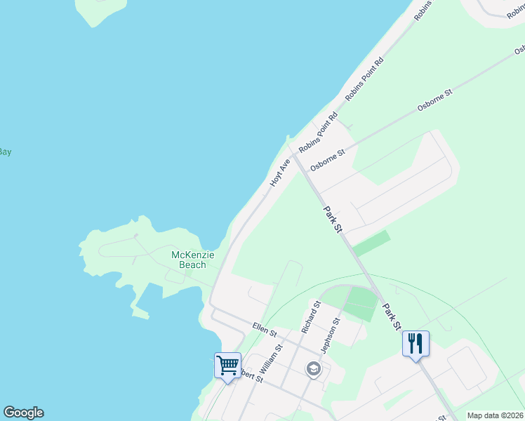 map of restaurants, bars, coffee shops, grocery stores, and more near 75 Hoyt Avenue in Simcoe County
