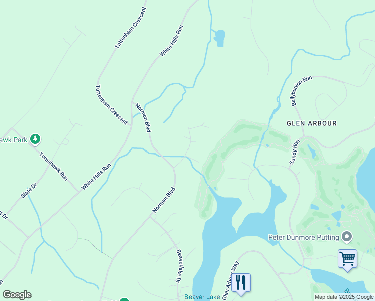 map of restaurants, bars, coffee shops, grocery stores, and more near Glen Torridon Court in Hammonds Plains