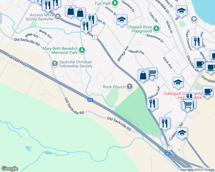 map of restaurants, bars, coffee shops, grocery stores, and more near 41 Sami Drive in Lower Sackville
