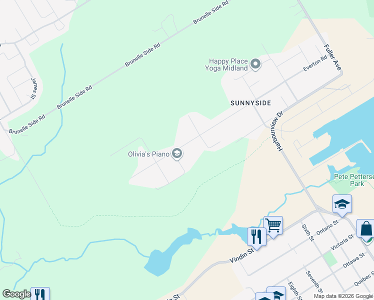 map of restaurants, bars, coffee shops, grocery stores, and more near 1325 Everton Road in Midland