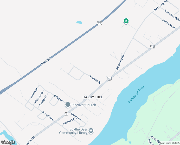 map of restaurants, bars, coffee shops, grocery stores, and more near 18 Frances Drive in Hampden