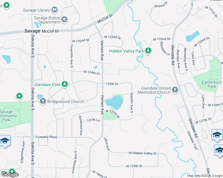 map of restaurants, bars, coffee shops, grocery stores, and more near 5401 135th Street in Savage