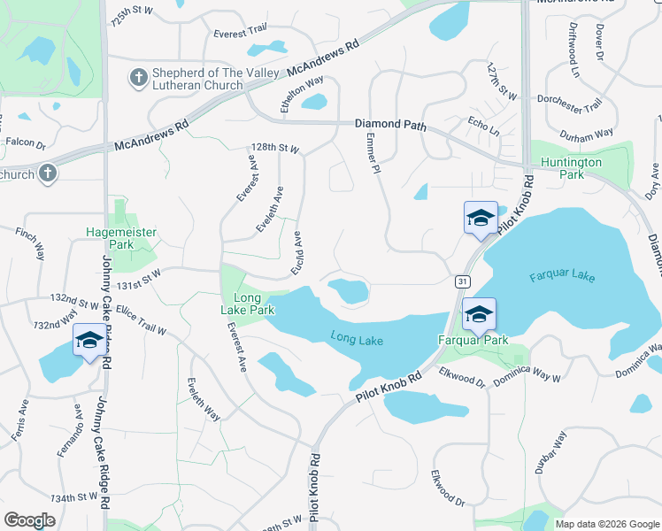 map of restaurants, bars, coffee shops, grocery stores, and more near 13140 Ensley Avenue in Apple Valley