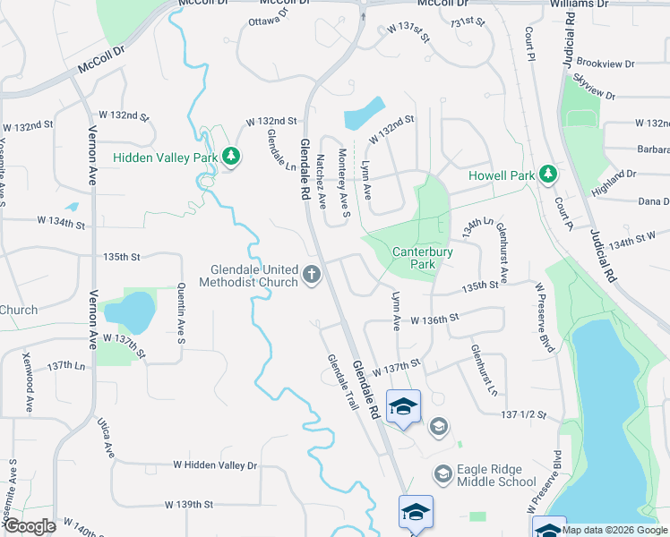 map of restaurants, bars, coffee shops, grocery stores, and more near 13516 Monterey Avenue South in Savage