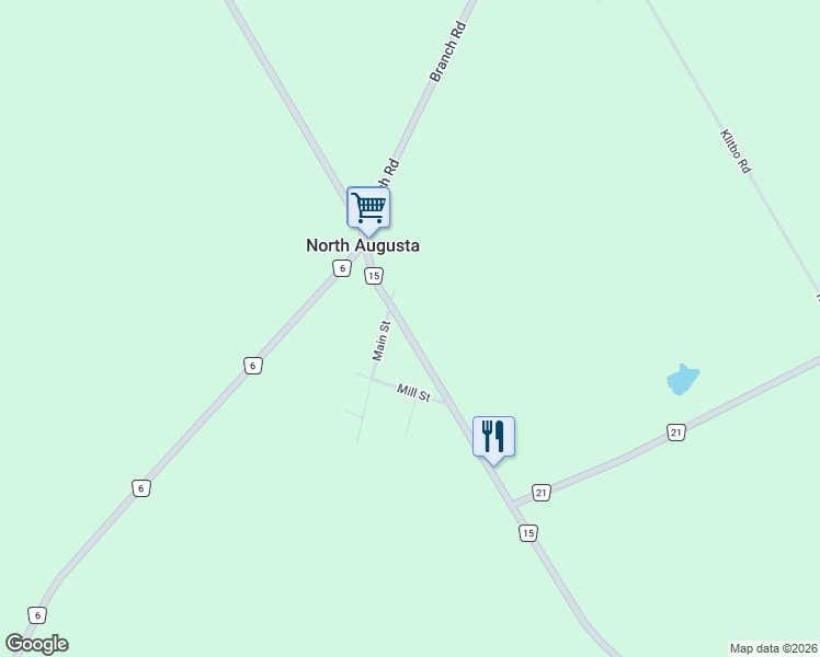 map of restaurants, bars, coffee shops, grocery stores, and more near 8851 County Road 15 in North Augusta