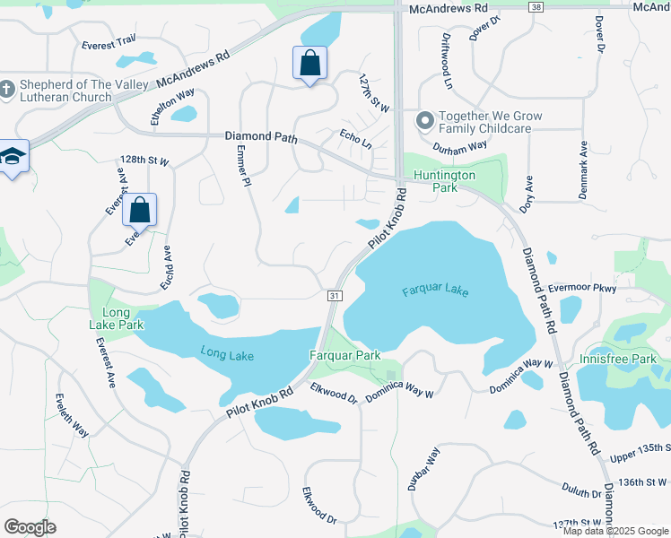 map of restaurants, bars, coffee shops, grocery stores, and more near 13198 Elderberry Court in Apple Valley